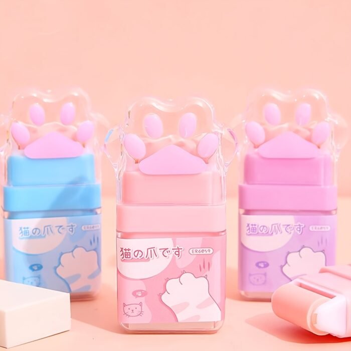 1pc Cat Paw Cute Roller Eraser Girl Pencil Eraser Rubber Cartoon Pen Eraser Supplies Prizes Office Eraser Gift giving - Image 3