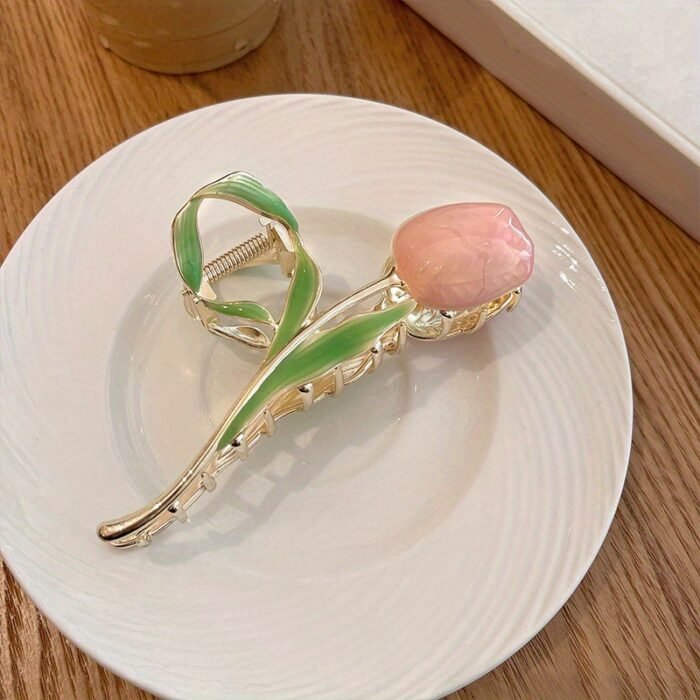 1pc Girl's Tulip Flowers Design Hair Clip, Women's Fairy Pretty Hair Claw, Girls Hair Accessories, Ideal choice for Gifts - Image 6