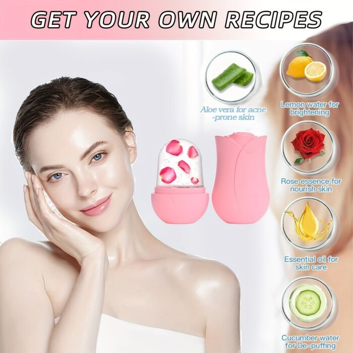 1pc XKMIESS Silicone Ice Roller for Face – 3D Rose Flower Design, Manual Cooling Facial Massager, Oil-Free Skin Care Tool for Refreshing & Soothing Skin, Face Massage Tool | Elegant Design | Silicone Material, Facial Massage Tool - Image 9