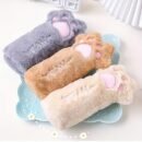 Cute Plush Cat Paw Pen Case, Large Capacity Korean Style Ins Fashion Stationery Pencil Pouch, Adorable Fluffy Pencil Holder for School and Office Supplies