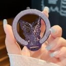 1pc Glitter Butterfly Stand Ultra-Thin Magnetic Wireless Charging Foldable Back Adhesive Phone Case Universal Ring Holder