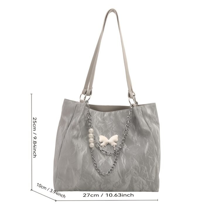 Women's Tote Bag Women's Crossbody Bag 2025 Commuter Large Capacity New Summer Silvery Shoulder Bag - Image 4
