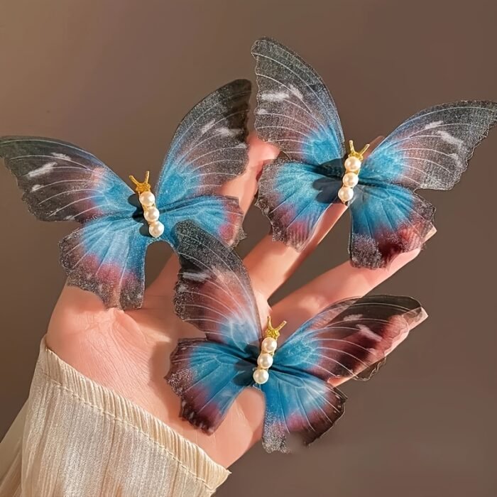 3pcs Elegant Faux Pearl Decorative Butterfly Shaped Hair Clips Vintage Hair Barrettes For Women And daily use Wear - Image 3