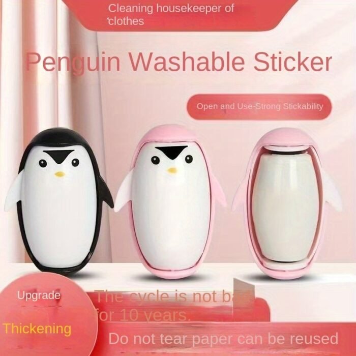 Cute Penguin Lint Roller - Portable, Washable Fabric Debris Remover for Clothes & Home, Easy to Use, No Electricity Needed, Home Cleaning Essentials | Playful Design | Easy Grip Handle, Lint Roller for Clothes - Image 3