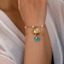 2pcs Set Elegant Simple Style Imitation Pearl and Shell Bracelets with Starfish Charm, Ocean-Inspired Fashion Jewelry, for Daily Wear