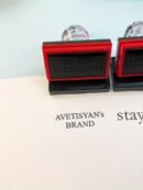 Custom Square Logo Stamp, Personalized Seal for Wedding Invitations, Floral & Store Logos, Office Supplies, Black Ink, English Text, Durable Plastic Material