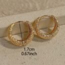 Elegant Vintage-Inspired Geometric Hoop Earrings for Women - Copper with Golden-Tone Glitter, Intricate Detailing, Versatile for Daily Wear & Parties, Retro Style Jewelry, Cute Earrings, Party Accessories, Textured Jewelry