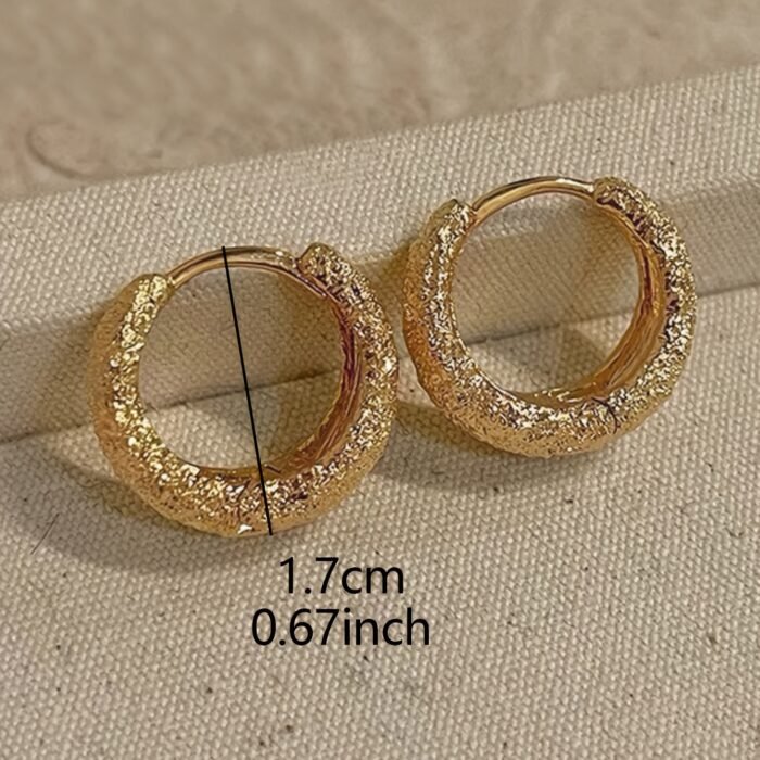 Elegant Vintage-Inspired Geometric Hoop Earrings for Women - Copper with Golden-Tone Glitter, Intricate Detailing, Versatile for Daily Wear & Parties, Retro Style Jewelry, Cute Earrings, Party Accessories, Textured Jewelry - Image 5