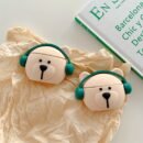 Three-dimensional Cartoon Music Bear Shaped Headphone Case Protective Shell Wireless Headphone Case Suitable for AirPods1/2/3/Pro 2nd Generation