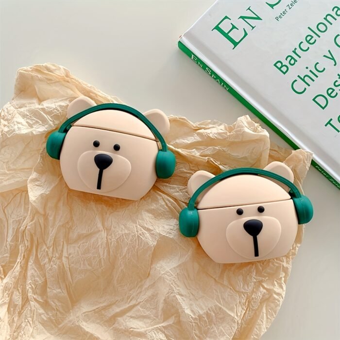 Three-dimensional Cartoon Music Bear Shaped Headphone Case Protective Shell Wireless Headphone Case Suitable for AirPods1/2/3/Pro 2nd Generation - Image 2