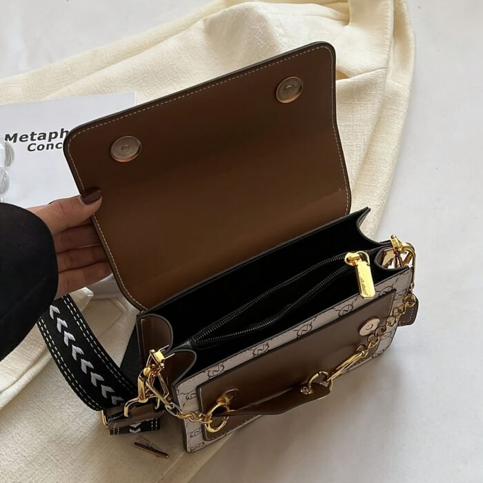 LABOONOO Chic Shoulder Bag - Geometric Pattern, Large Capacity, Magnetic Closure, Golden-Tone Hardware, Versatile Casual Style, Polyester Lined, Non-Washable, Everyday Bag|Chic Geometric Bag| Bag, Bags for Purse - Image 9