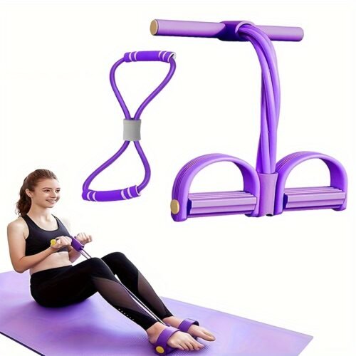 [Resistance Rope Fitness] 8-shaped Resistance Rope + 4-tube Pedal Puller - Fitness, Body Stretching, Sit Up
