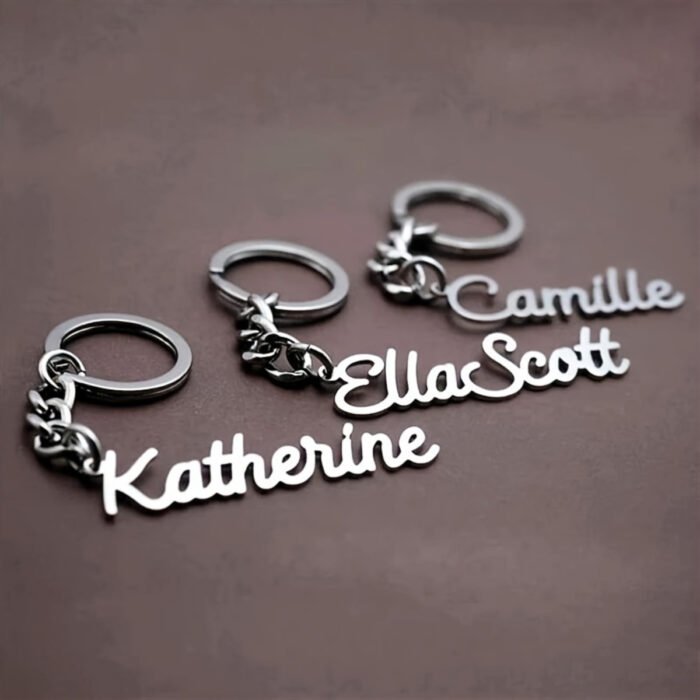 1pc Customized Custom Name Birthday Keychain Personalized Letter Stainless Steel Keychain Ring Men and Women Father's Day Mother's Day Valentine's Day Gift - Image 6