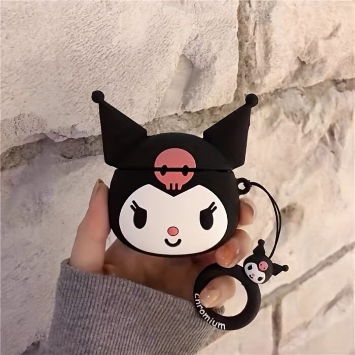 Sanrio New Creative Cartoon 3D Devil Kuromi Silicone Lanyard Earphone Protective Case, Compatible with AirPods Pro 2nd Generation and Apple Headphones, AirPods 3 Wireless Wireless Cover - Image 4