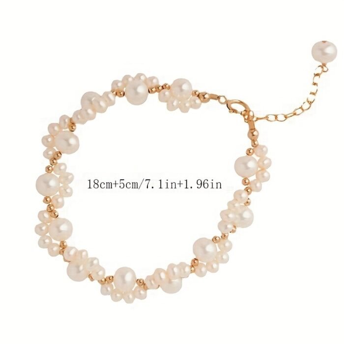 1pc Cute Minimalist Imitation Pearl Bracelet with Golden-Tone Accents & Tassel Charm - Everyday Jewelry Gift for Women, Best Friend, Girlfriend, Friendship Accessory, Playful Design, Imitation Pearl Jewelry - Image 5