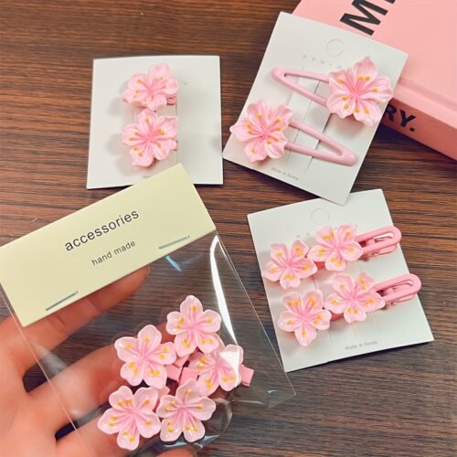 2/5/11pcs Sweet Pink Mini Sakura Hair Clips Set for Women Cute Lovely Flower Hairpin Hairband Daily Party Hair Accessories