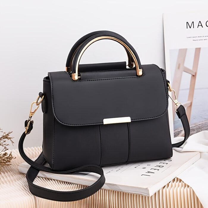 Women's Casual Chic Convertible Shoulder Bag - Premium with Detachable Adjustable Strap, Golden-Tone Accents & Zipper Closure, Solid Color Versatile Handbag for Travel, Shopping, Parties, Ladies Bag, Party Accessory, Goldtone Hardware, Shopping Tote, Minimalist Style, Durable Material, Crossbody Purse, Working Professionals - Image 2