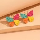 1 Pair Bohemian Colorful Butterfly Earrings for Women, KC Golden-Plated Lightweight Dangle Earrings with Multicolor Gradient Design, Perfect for Daily Wear, Parties, Travel & Gifts for Girlfriend/Mother, Cute Earrings, Party Accessories, Artistic Craftsmanship