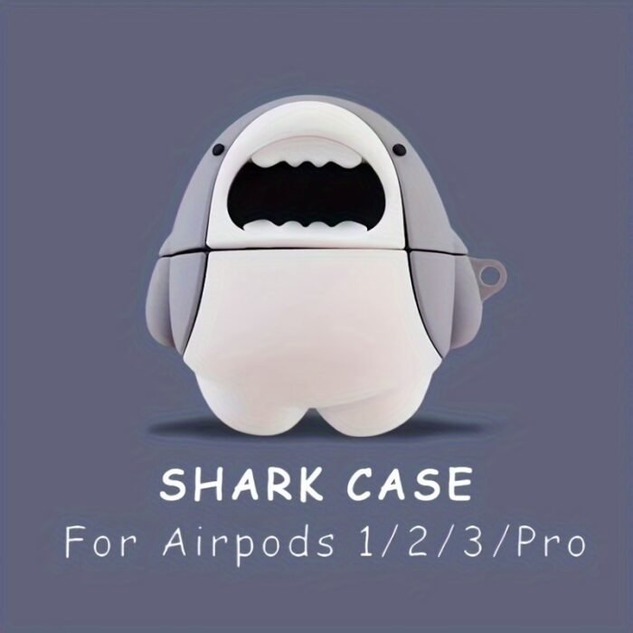 [Cute Shark] 3D cute cartoon shark shape soft silicone wireless earphone case | for Airpods 1/ 2/ 3/ Pro - Image 8
