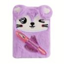 Adorable Mini Notebook with Cute Cat Design - Portable Small Diary with Pen Pocket, Ideal Gift for Students, Polyester Cover, Pink and White, Diary Accessories | Playful Design | Durable Cover