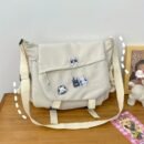 Harajuku style large capacity shoulder bag, retro workman's mail carrier bag, nylon crossbody bag for students with 4 badges included, fashionable bag suitable for men and women, perfect for back-to-school season