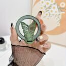 1pc Glitter Butterfly Stand Ultra-Thin Magnetic Wireless Charging Foldable Back Adhesive Phone Case Universal Ring Holder