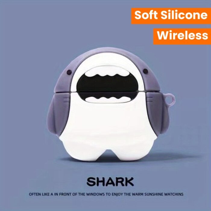 [Cute Shark] 3D cute cartoon shark shape soft silicone wireless earphone case | for Airpods 1/ 2/ 3/ Pro - Image 18