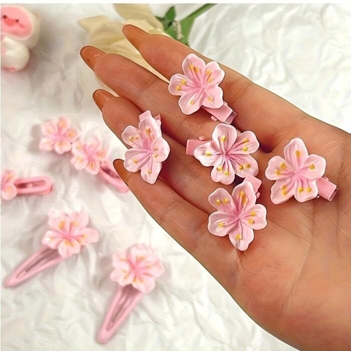 2/5/11pcs Sweet Pink Mini Sakura Hair Clips Set for Women Cute Lovely Flower Hairpin Hairband Daily Party Hair Accessories - Image 2