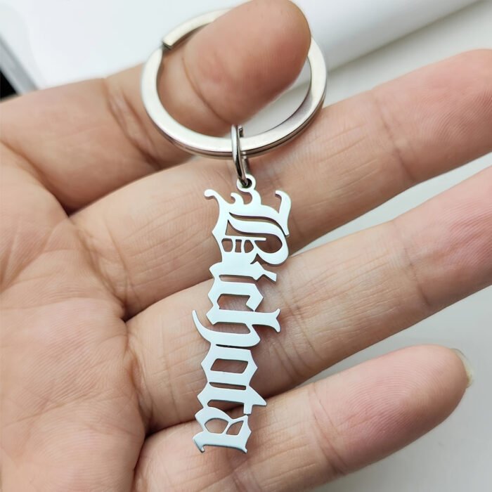 1pc Customized Custom Name Birthday Keychain Personalized Letter Stainless Steel Keychain Ring Men and Women Father's Day Mother's Day Valentine's Day Gift - Image 3