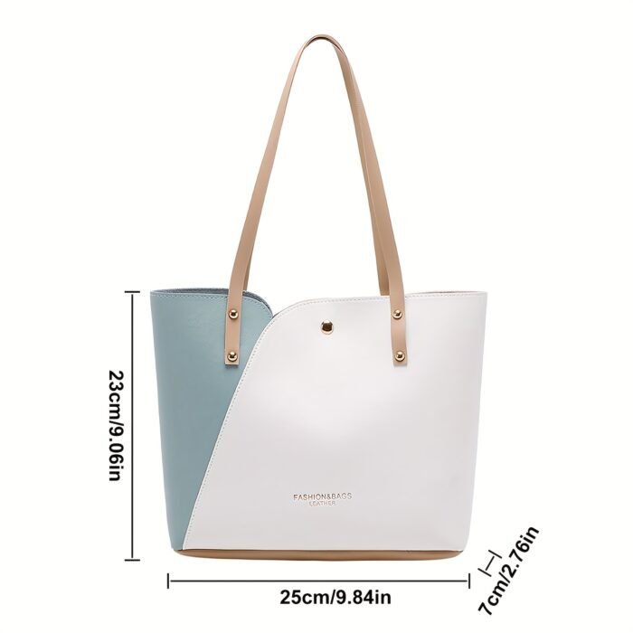 Women's Lightweight Tote Bag - Minimalist Magnetic Closure Large Capacity Shoulder Bag for Office, College, Commute - White, Pink, Black, Everyday Carry, Sleek Handbag, Durable Construction, Spacious Handbag, Working Professionals - Image 4
