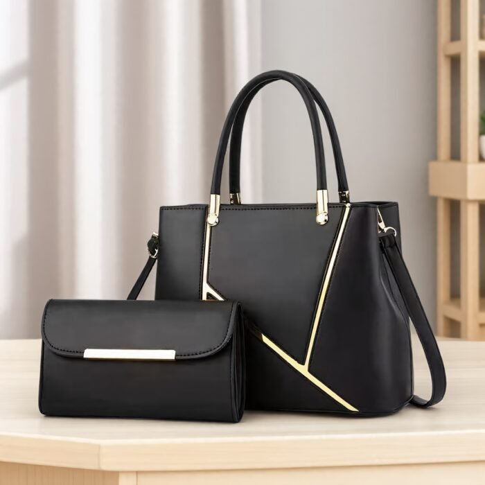 Women's Elegant Geometric Crossbody Bag with Detachable Shoulder Strap & Zipper Closure - Includes Matching Clutch for Daily Use, Work, Formal Events - Korean-Japanese Inspired Design - Image 2