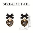 Elegant Black Bow Earrings with Heart Gemstone - Vintage-Inspired Party Jewelry, Ideal for Christmas, Halloween, New Year, Valentine'S Day Gifts for Women, Moms, and Friends, Gift Jewelry|Vintageinspired Earrings|Synthetic Gemstone Earrings