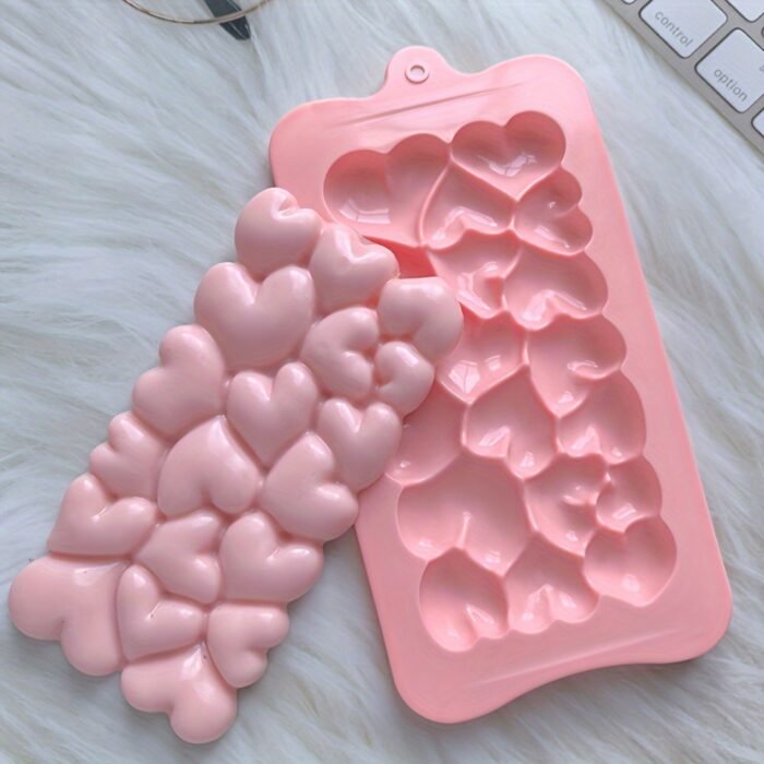 [Pink Heart Chocolate Mold] BPA-Free, 3D Love Design 1pc Pink Heart-Shaped Silicone Chocolate Mold | Ideal for Valentine's & Thanksgiving, DIY Candy Gifts & Cake Decorations