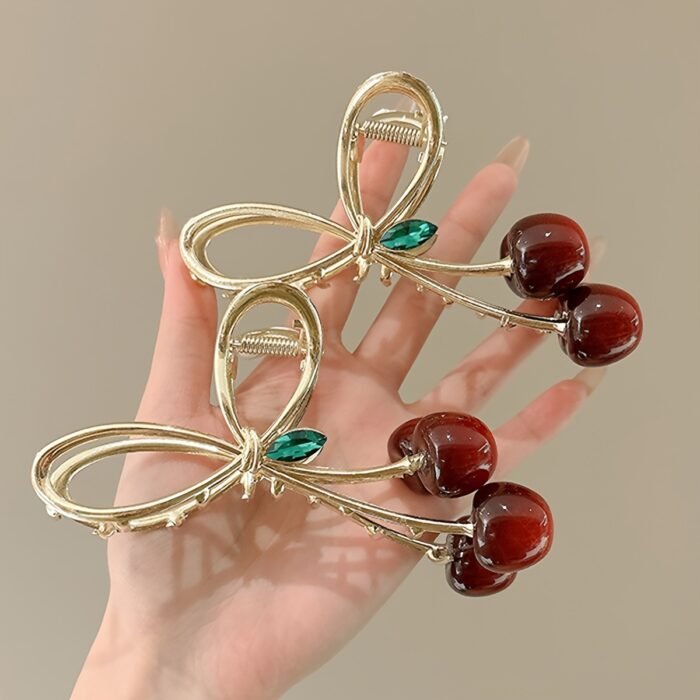 1/2pcs Women's Fashionable Cherry Large Claw Hair Grips Shark Clip - Image 8