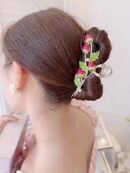 [1pc Strawberry Hair Claw] 1pc Trendy Strawberry Metal Hair Claw, Girl's Ponytail Large Hair Clip Accessories Headwear