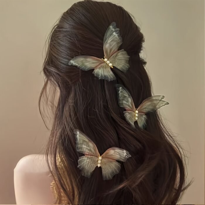 3pcs Elegant Faux Pearl Decorative Butterfly Shaped Hair Clips Vintage Hair Barrettes For Women And daily use Wear - Image 6