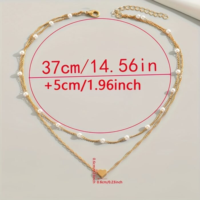 1pc Imitation Pearl Heart-Shaped Women's Necklace, Simple and Stylish Casual Attire, Valentine's Day Gift, Birthday Present - Image 5