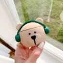 Three-dimensional Cartoon Music Bear Shaped Headphone Case Protective Shell Wireless Headphone Case Suitable for AirPods1/2/3/Pro 2nd Generation