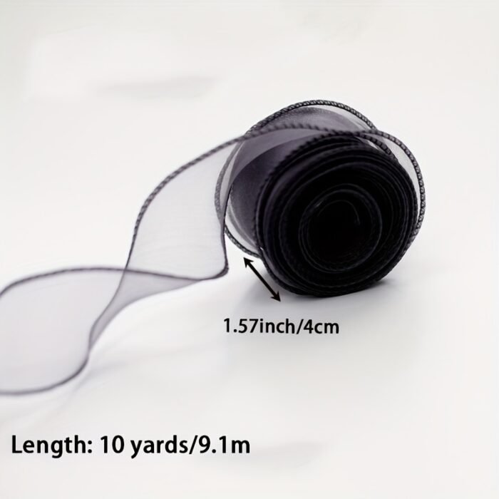 9.14 meter Sheer Chiffon Ribbon - Elegant Organza Satin for Gift Wrapping, Cake Decorating, Bouquets, Wedding Crafts & DIY Projects - Available in Gray, White, Pink, Red, Green, Golden, Black, Festive Decorating | Flowing Texture Ribbon | Organza Satin Ribbon - Image 7