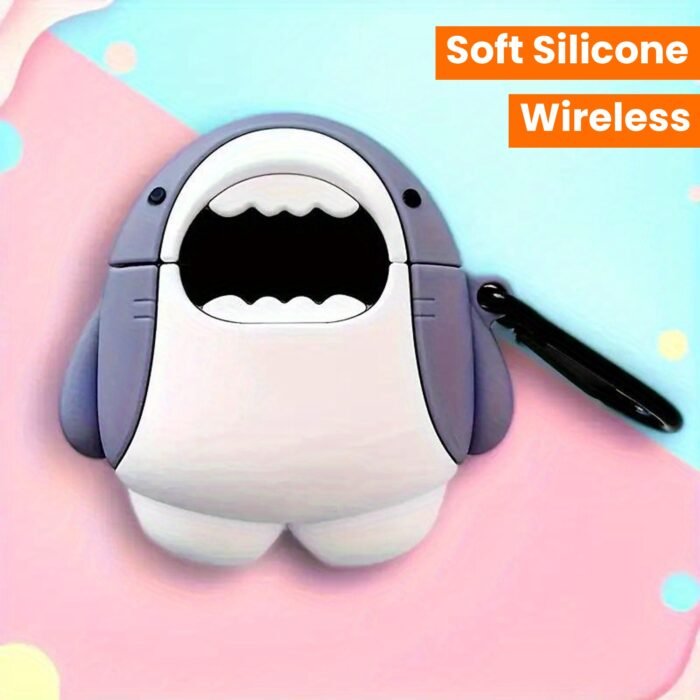 [Cute Shark] 3D cute cartoon shark shape soft silicone wireless earphone case | for Airpods 1/ 2/ 3/ Pro - Image 16