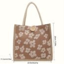 Chic Pink Floral Linen Tote Bag - Casual Japanese Bento Lunch Bag with Snap Closure, Hand Washable, Perfect for Women, Moms, and Students, Lightweight & Stylish, Ideal for Daily Use | Textured Woven Design