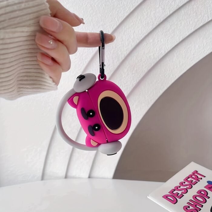 Adorable Animated Character Earphone Cases - Durable Silicone, Cute Pink Bear & Blue Stitch Designs, Perfect for Protecting Your Headphones, Ideal Gift for Fans, Headphone Holder|Playful Accessory|Silicone Headphone Case - Image 3