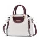 Stylish White & Navy Blue Women'S Handbag with Golden-Tone Hardware - Detachable Shoulder Strap, Zipper Closure, Polyester Lining - Perfect Gift for Mom or Family, Casual Chic Design, Durable Zipper Closure