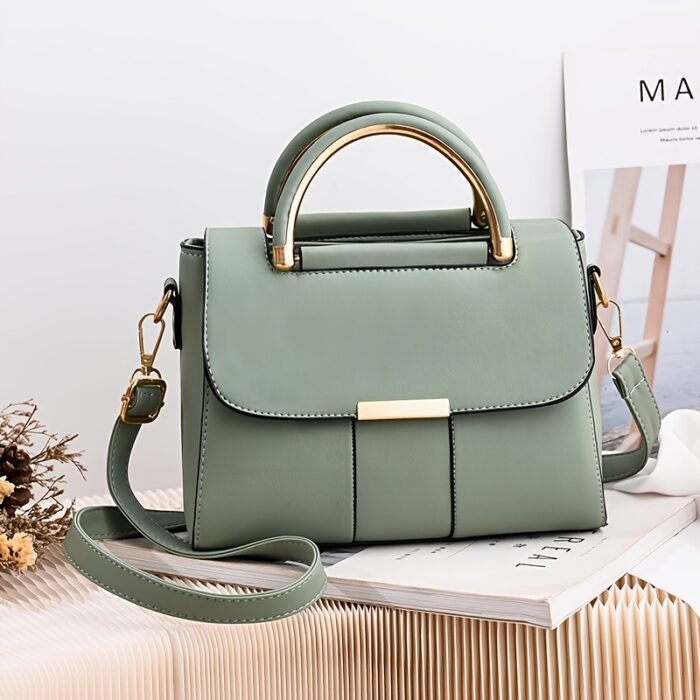 Women's Casual Chic Convertible Shoulder Bag - Premium with Detachable Adjustable Strap, Golden-Tone Accents & Zipper Closure, Solid Color Versatile Handbag for Travel, Shopping, Parties, Ladies Bag, Party Accessory, Goldtone Hardware, Shopping Tote, Minimalist Style, Durable Material, Crossbody Purse, Working Professionals - Image 9