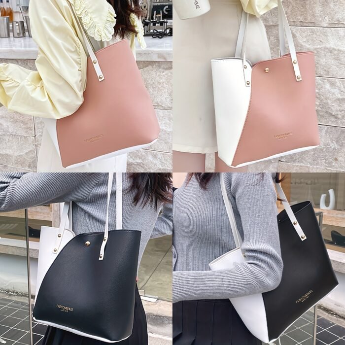 Women's Lightweight Tote Bag - Minimalist Magnetic Closure Large Capacity Shoulder Bag for Office, College, Commute - White, Pink, Black, Everyday Carry, Sleek Handbag, Durable Construction, Spacious Handbag, Working Professionals - Image 14