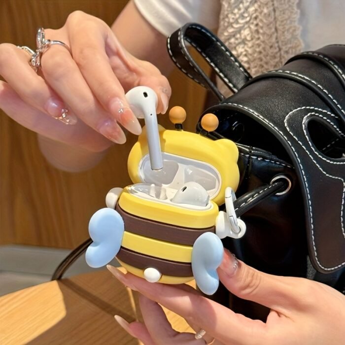 1pc Kitty Cat for AirPods 1/2/Pro/3/Pro2/4 Silicone Protective Case - Cute Bee Design, Soft Cover Earphones Not Included - Image 3
