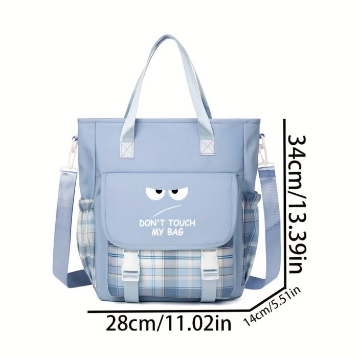 1pc "Don't Touch My Bag" Printed Large Capacity Crossbody Bag - Lightweight, Durable Polyester with Adjustable Strap, Multi-Pocket Design for Daily Use, Travel Shoulder Bag|Playful Graphic Tote|Polyester Lined - Image 4