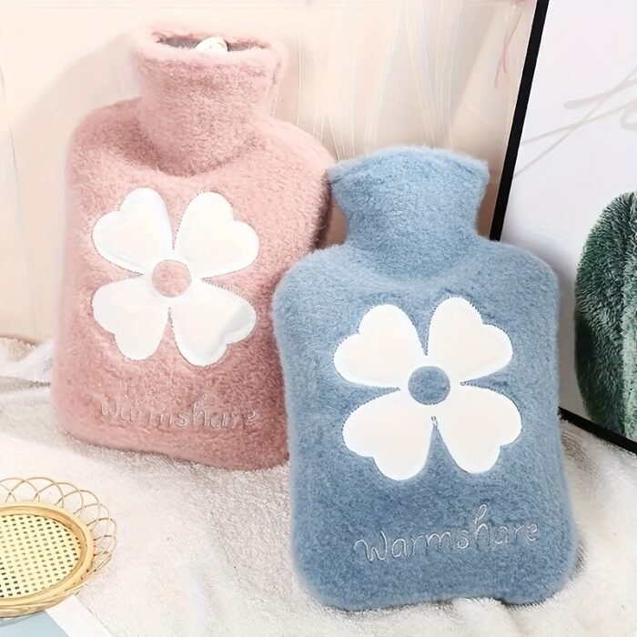 Cozy Hot Water Bottle with Soft Cover - 17.63oz/35.27oz, Durable & Easy-to-Use for Warmth - Image 3