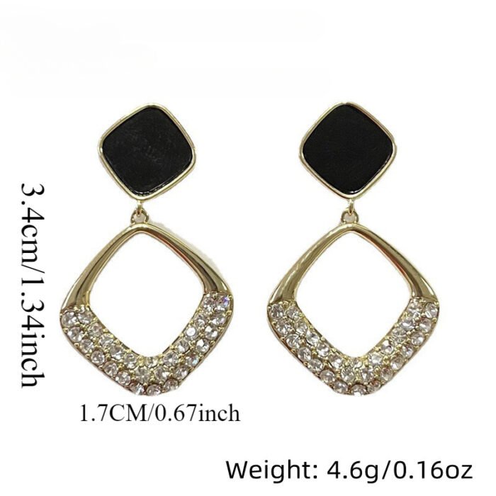 Vintage Oil Drop Square Shape Faux Gemstone Drop Dangle Earrings Female Ear Accessories Fashionable Women'S Hanging Earrings, Suitable for All Seasons, Accessories, Gifts for Family And Friends - Image 5