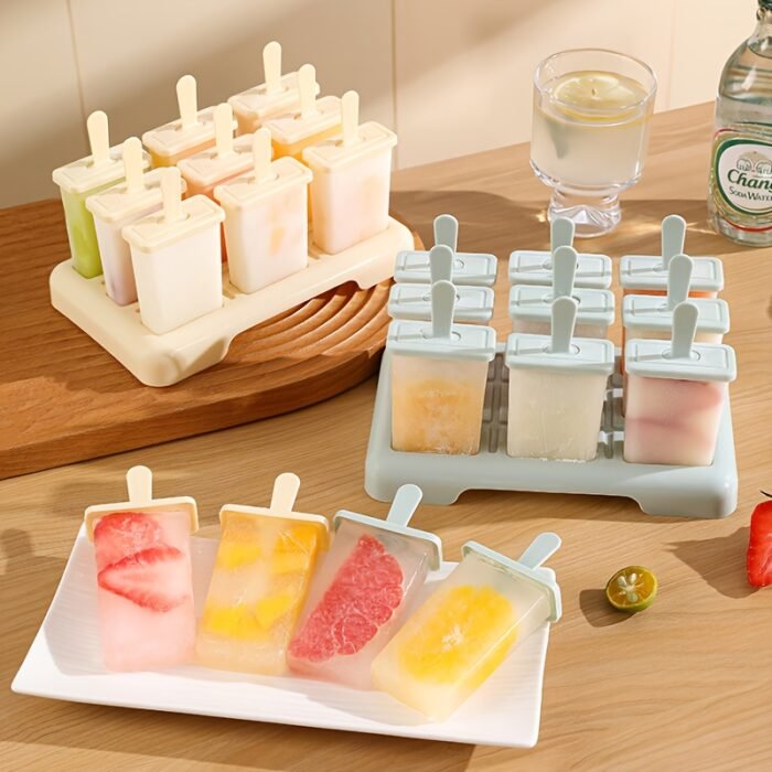 9-Cavity Reusable BPA-Free Popsicle Mold - Easy Release Non-Stick Ice Cream Maker for Homemade Frozen Treats, 9 Uniform Popsicles with Ergonomic Handles, Perfect for Family Desserts & Summer Snacks, Silicone Popsicle Mold, Kitchen Essentials, Family Dessert Maker, Polypropylene Construction - Image 4
